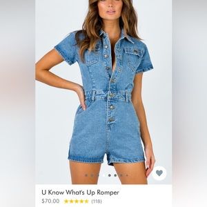 Princess Polly U Know What’s Up Denim Romper